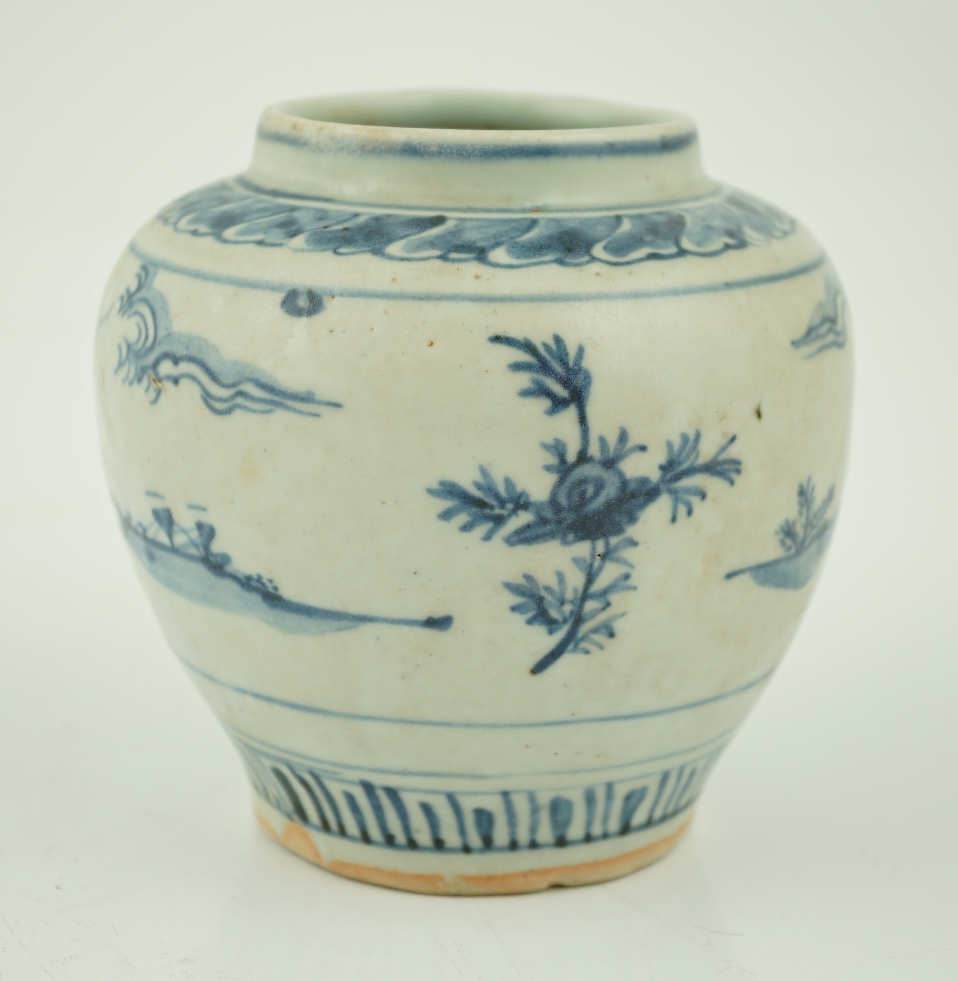 A Chinese Ming blue and white jar, late 15th century